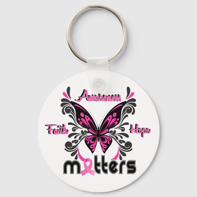 Breast Cancer Butterfly 7 Key Ring (Front)