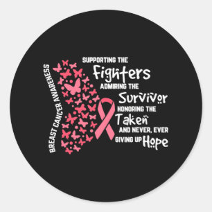 Breast Cancer Butterfly Pink Ribbon Saying Classic Round Sticker