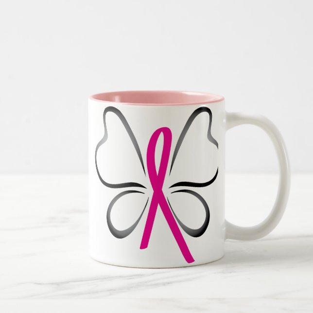 Breast Cancer Butterfly Ribbon Mug (Right)