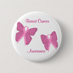 Breast cancer butterfly ribbons button