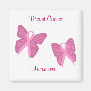 Breast cancer butterfly ribbons magnet
