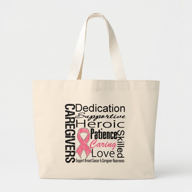 Breast Cancer Caregivers Collage Large Tote Bag (Front)