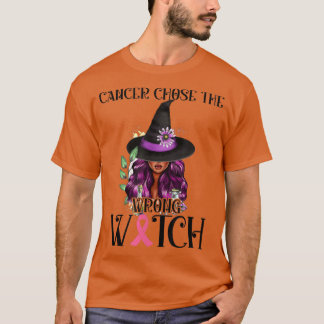 Breast Cancer Chose The Wrong Witch Awareness Hall T-Shirt