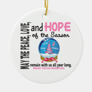 Breast Cancer Christmas 3 Snow Globe Ornaments