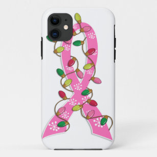 Breast Cancer Christmas Lights Ribbon Case-Mate iPhone Case