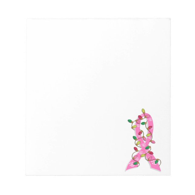 Breast Cancer Christmas Lights Ribbon Notepad (Front)