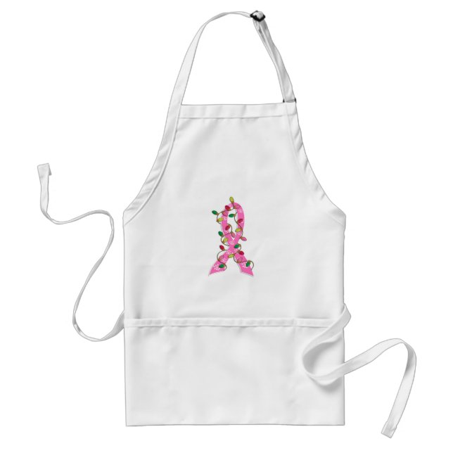 Breast Cancer Christmas Lights Ribbon Standard Apron (Front)