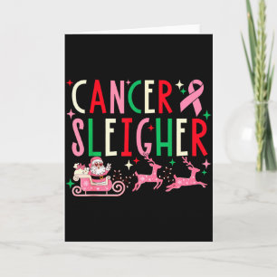 Breast Cancer Christmas Nk Ribbon Santa Sleigh Rei Card
