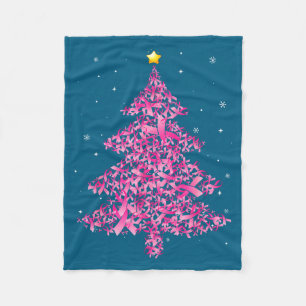 Breast Cancer Christmas Santa Hat Scripture Art Fleece Blanket