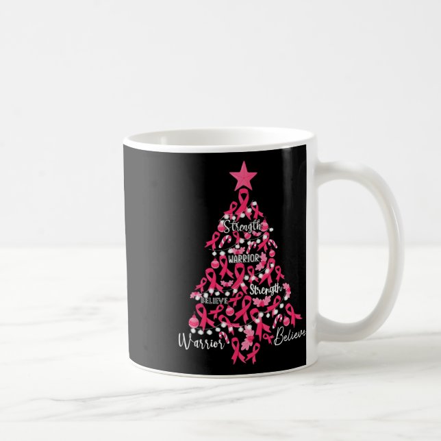 Breast Cancer Christmas Tree Pink Ribbon Fight Awa Coffee Mug (Right)