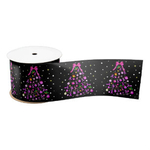 Breast Cancer Christmas Tree Satin Ribbon