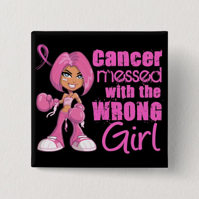 Breast Cancer Combat Girl 1 15 Cm Square Badge (Front)