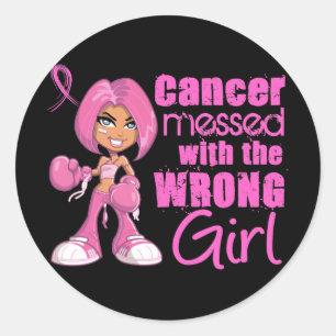 Breast Cancer Combat Girl 1 Classic Round Sticker