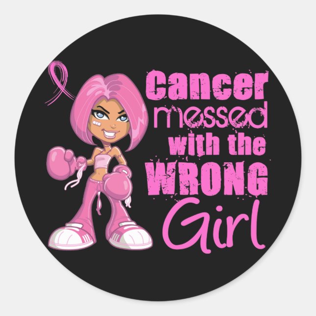 Breast Cancer Combat Girl 1 Classic Round Sticker (Front)