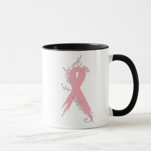 Breast Cancer Courage Faith & Hope Black Trim Mug