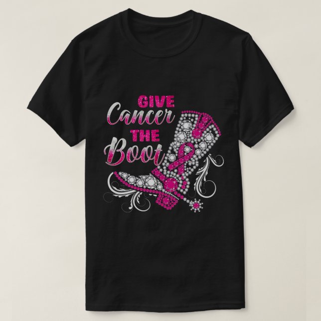 Breast Cancer Cowgirl Texas Southern Give Cancer B T-Shirt (Design Front)