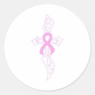 Breast Cancer Cross Classic Round Sticker