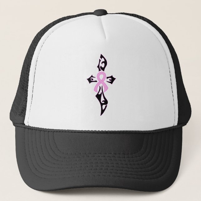 Breast Cancer Cross Trucker Hat (Front)