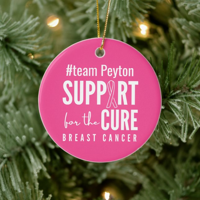 breast cancer custom name Ornament Pink (Tree)