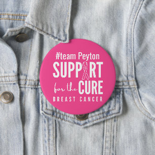 breast cancer custom name support Buttons pink
