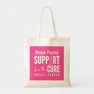 breast cancer custom name Totes Bags pink