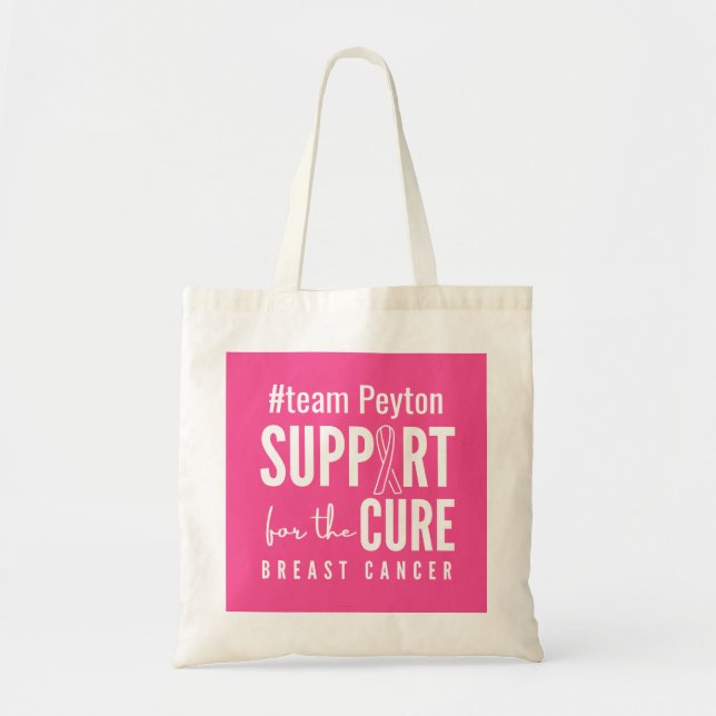 breast cancer custom name Totes Bags pink (Front)