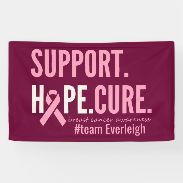 breast cancer Custom personalised name Banner Sign (Horizontal)