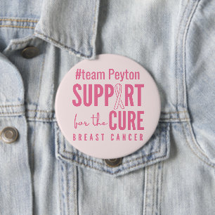 breast cancer custom personalised pink Button