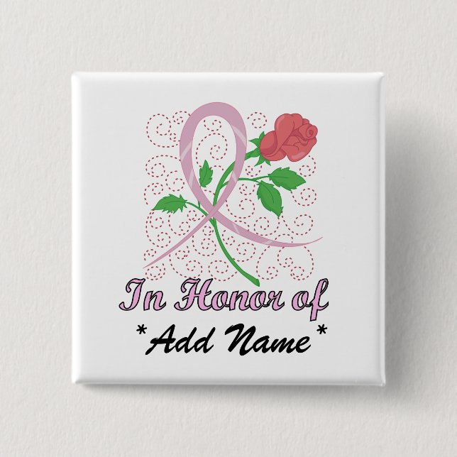 Breast  Cancer Customisable Square Button (Front)