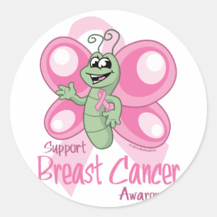Breast Cancer Cute Butterfly Classic Round Sticker