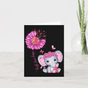 Breast Cancer Cute Elephant With Sunflower And Pin Card