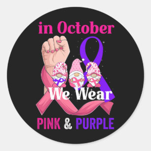 Breast Cancer Domestic Violence Awareness Pink Pur Classic Round Sticker