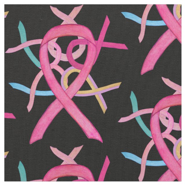 Breast Cancer Fabric Awareness Ribbon Material Art (Close Up)