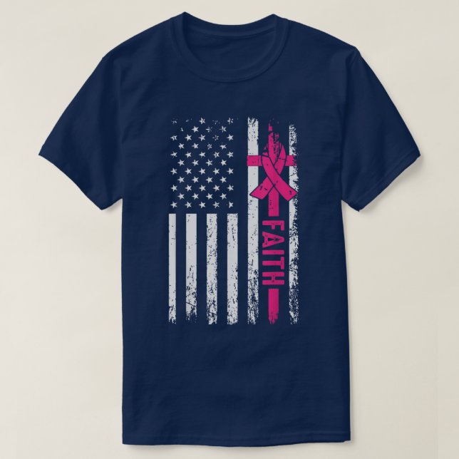 Breast Cancer Faith Breast Cancer Awareness Americ T-Shirt (Design Front)