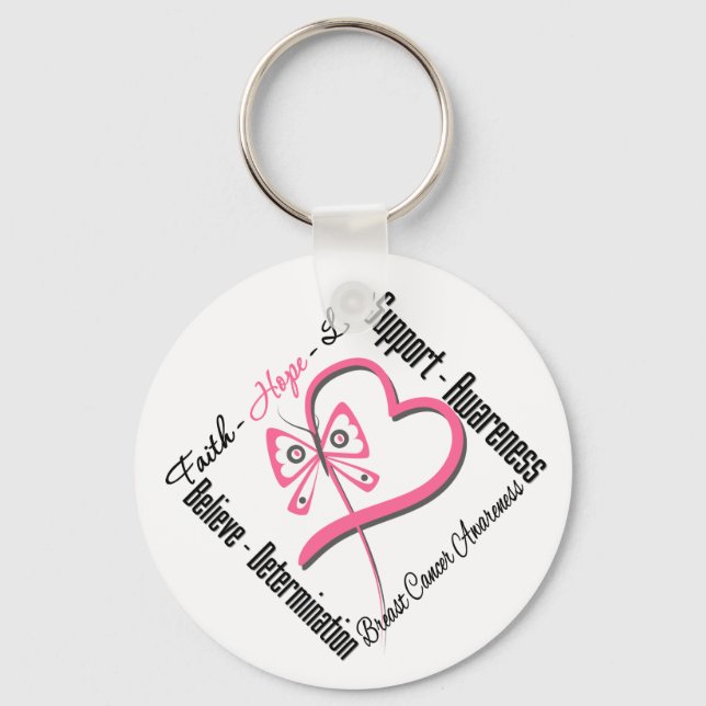 Breast Cancer Faith Hope Love Key Ring (Front)