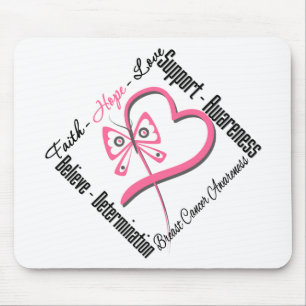 Breast Cancer Faith Hope Love Mouse Mat