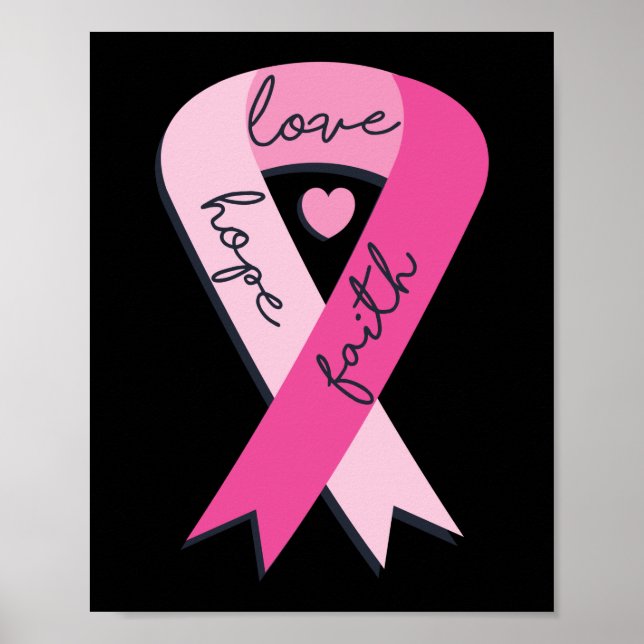 Breast Cancer Faith Hope Love Pink Ribbon Recovery Poster (Front)
