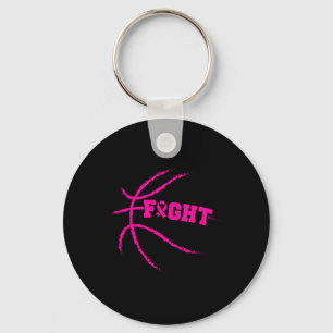 Breast Cancer Fight Basketball Player Pink Ribbon  Key Ring