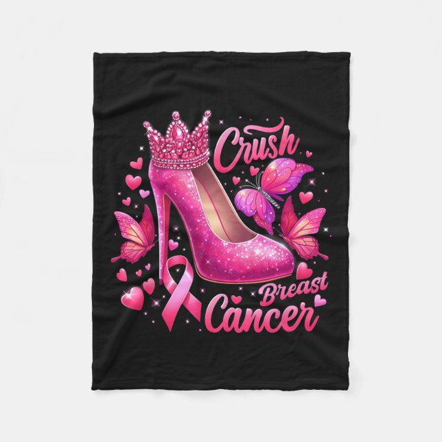 Breast Cancer Fight Like A Queen Black Afro Queen  Fleece Blanket (Front)
