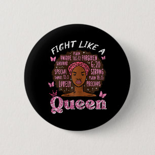 Breast Cancer Fight Like Queen Afro Survivor Aware 6 Cm Round Badge