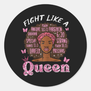 Breast Cancer Fight Like Queen Afro Survivor Aware Classic Round Sticker