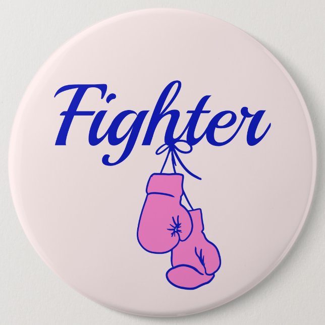 Breast Cancer Fighter Boxing Gloves 6 Cm Round Badge (Front)