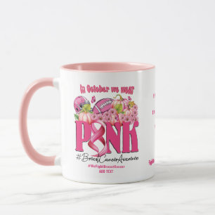 Breast Cancer Fighter Football Hashtag Pink Ribbon Mug