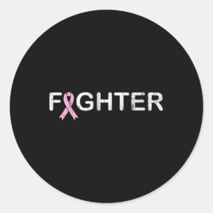 Breast Cancer Fighter - World Cancer Day Pink Rib Classic Round Sticker
