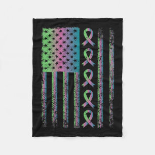 Breast Cancer Flag Awareness Survivor Gift  Fleece Blanket