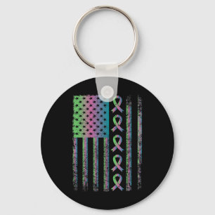 Breast Cancer Flag Awareness Survivor Gift Key Ring