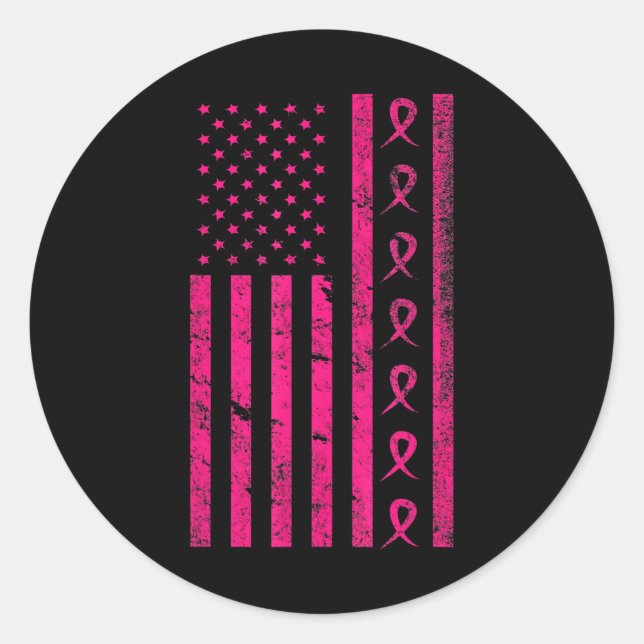 Breast Cancer Flag-Cancer Awareness Month-Cancer Classic Round Sticker (Front)