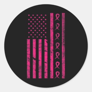 Breast Cancer Flag-cancer Awareness Month-cancer S Classic Round Sticker