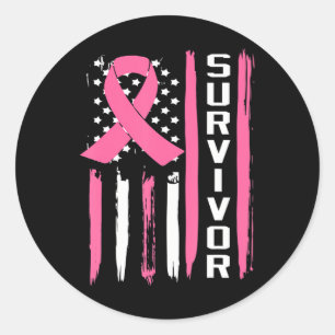 Breast Cancer Flag Warrior Classic Round Sticker