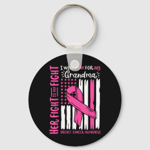 Breast Cancer Flag Wear Pink For Grandma Her Fight Key Ring